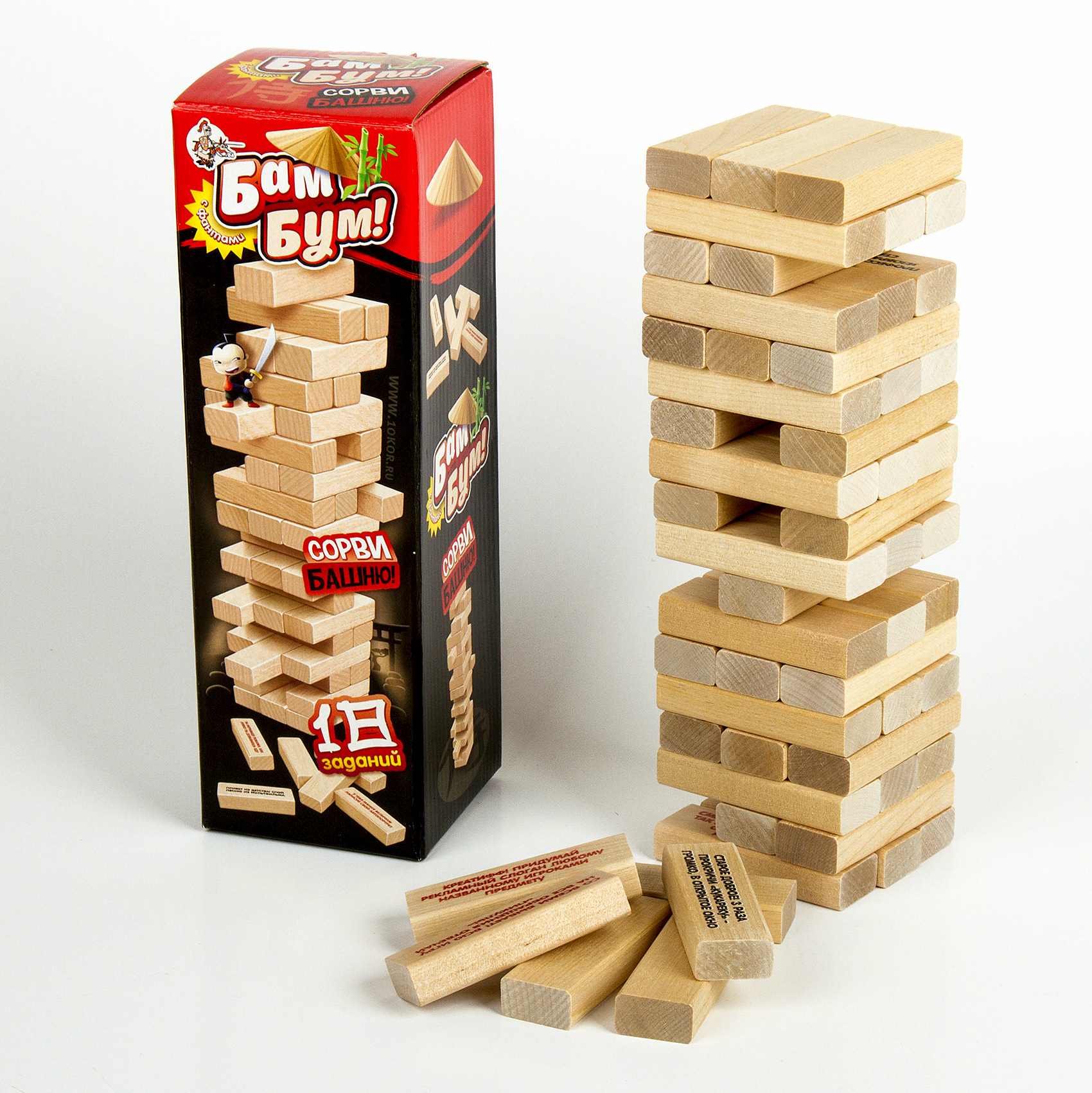 Игра настольная для взрослых и детей «Бам-Бум. Падающая башня с фантами»  
